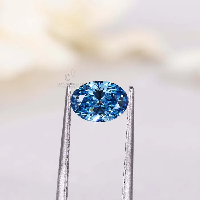 Rings Diamondrensu 116 CT Oval Blue Lab Grown Diamond for Custom Engagement Ring