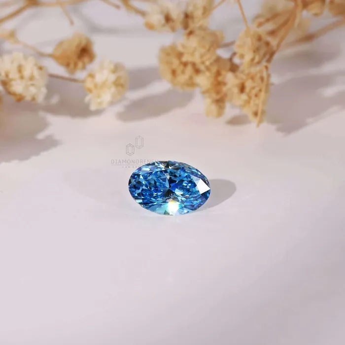 Rings Diamondrensu 116 CT Oval Blue Lab Grown Diamond for Custom Engagement Ring