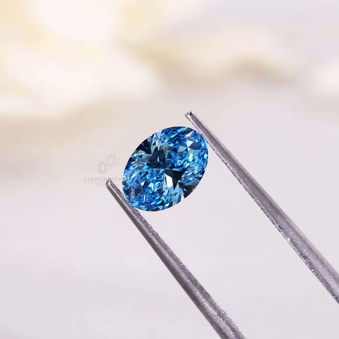 Rings Diamondrensu 116 CT Oval Blue Lab Grown Diamond for Custom Engagement Ring