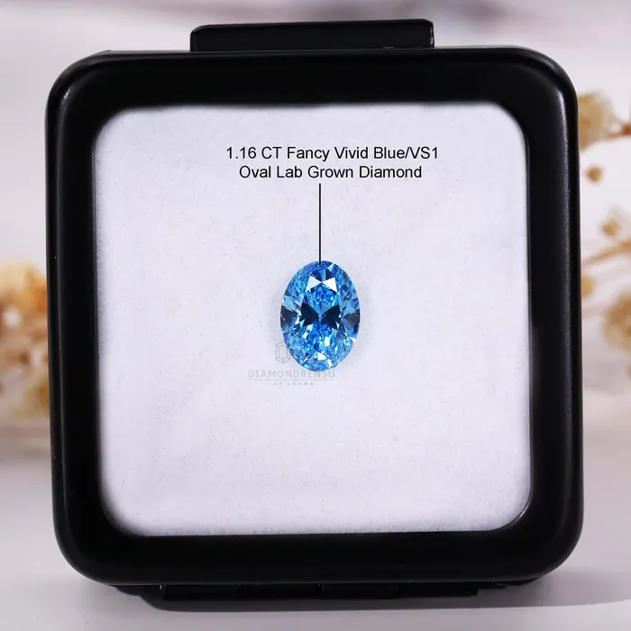 Rings Diamondrensu 116 CT Oval Blue Lab Grown Diamond for Custom Engagement Ring