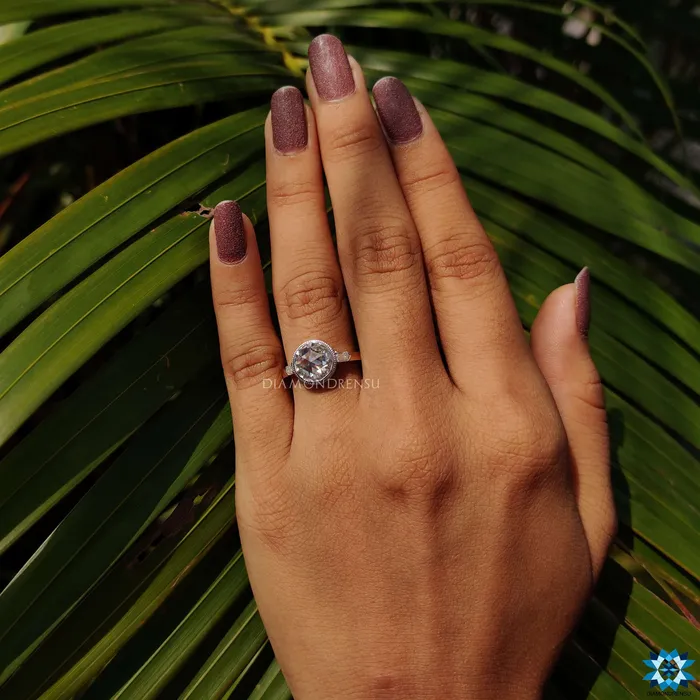 Rings Diamondrensu 217 TW Round Rose Cut and Bullet Cut Three Stones Engagement Ring Rings Diamondrensu 217 TW Round Rose Cut and Bullet Cut Three Stones Engagement Ring