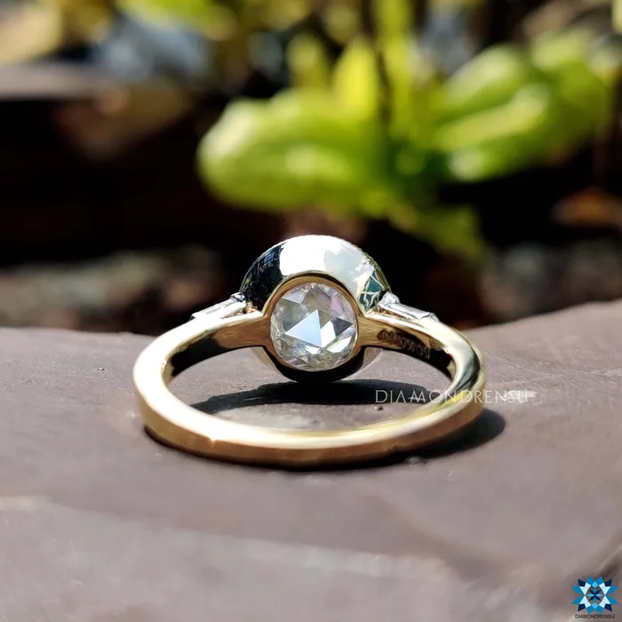 Rings Diamondrensu 217 TW Round Rose Cut and Bullet Cut Three Stones Engagement Ring Rings Diamondrensu 217 TW Round Rose Cut and Bullet Cut Three Stones Engagement Ring