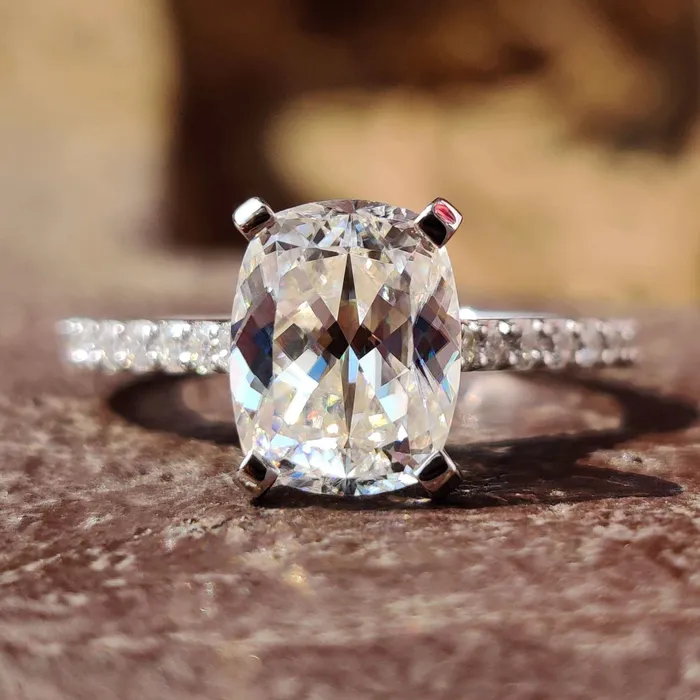 Rings Diamondrensu 302 TCW Cushion Divine Cathedral Pave Set Moissanite Engagement Ring Rings Diamondrensu 302 TCW Cushion Divine Cathedral Pave Set Moissanite Engagement Ring