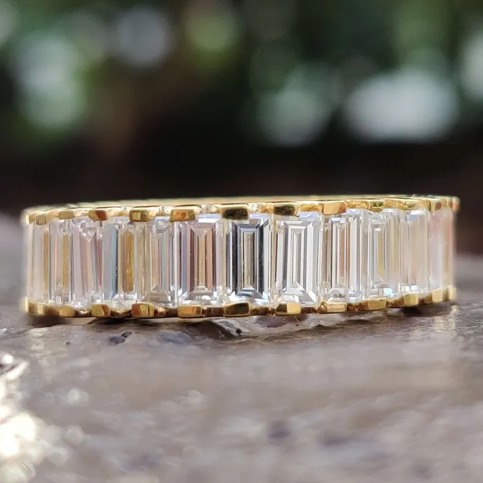 Rings Diamondrensu 390 TCW Baguette Cut Colorless Eternity Moissanite Wedding Band Rings Diamondrensu 390 TCW Baguette Cut Colorless Eternity Moissanite Wedding Band