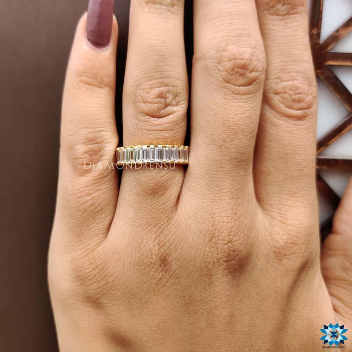Rings Diamondrensu 390 TCW Baguette Cut Colorless Eternity Moissanite Wedding Band Rings Diamondrensu 390 TCW Baguette Cut Colorless Eternity Moissanite Wedding Band