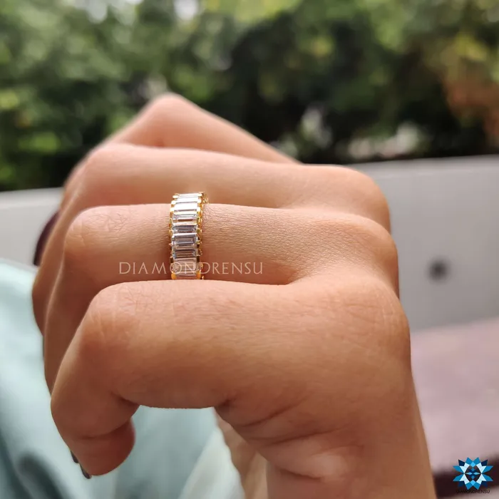 Rings Diamondrensu 390 TCW Baguette Cut Colorless Eternity Moissanite Wedding Band Rings Diamondrensu 390 TCW Baguette Cut Colorless Eternity Moissanite Wedding Band