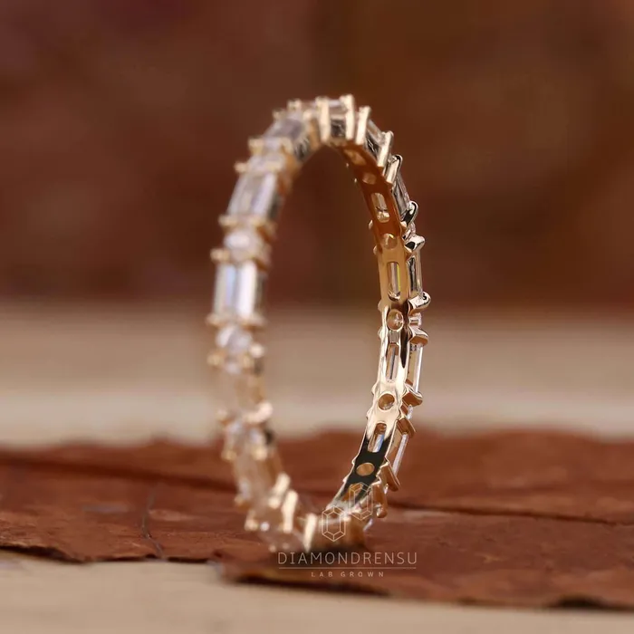 Rings Diamondrensu Baguette and Round Cut Lab Grown Diamond Eternity Wedding Band