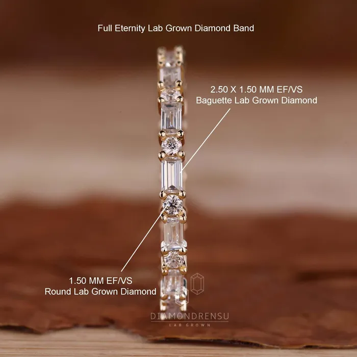 Rings Diamondrensu Baguette and Round Cut Lab Grown Diamond Eternity Wedding Band