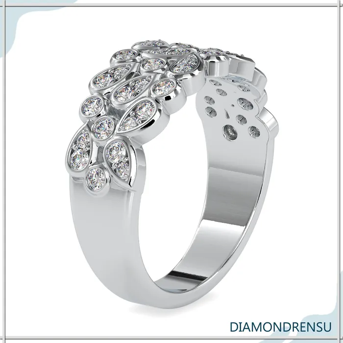 Rings Diamondrensu Delicate 057 TCW Round Brilliant Cut Colorless Moissanite Eternity Band Rings Diamondrensu Delicate 057 TCW Round Brilliant Cut Colorless Moissanite Eternity Band