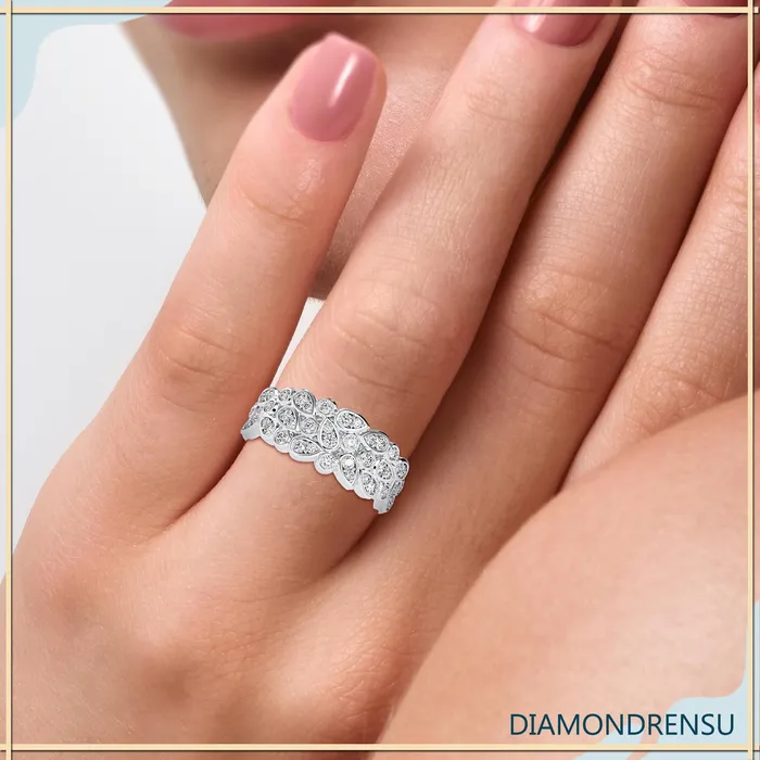 Rings Diamondrensu Delicate 057 TCW Round Brilliant Cut Colorless Moissanite Eternity Band Rings Diamondrensu Delicate 057 TCW Round Brilliant Cut Colorless Moissanite Eternity Band