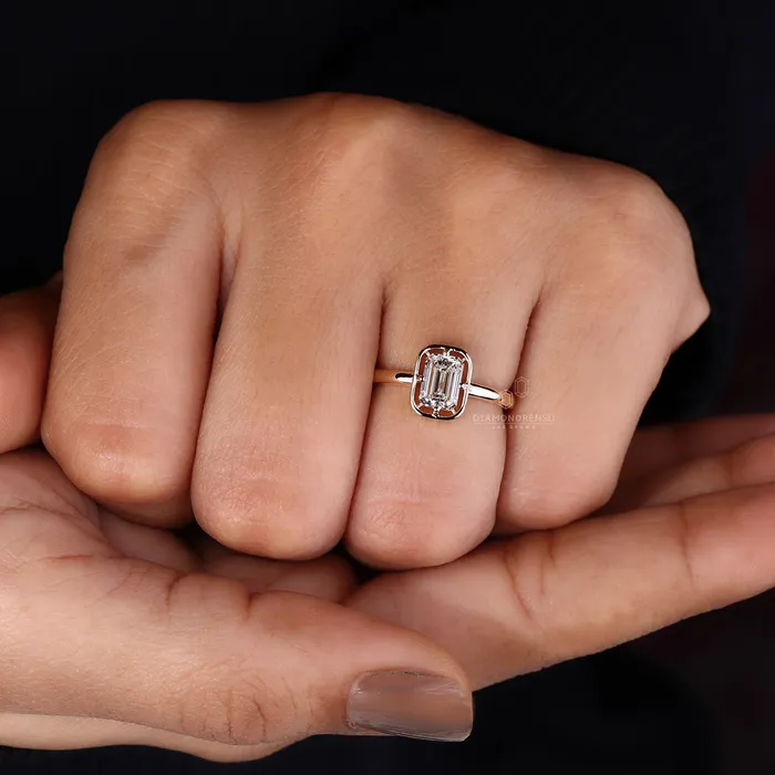 Rings Diamondrensu Emerald Cut Solitaire Ring Yellow Gold