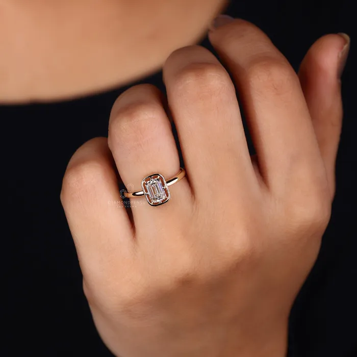 Rings Diamondrensu Emerald Cut Solitaire Ring Yellow Gold