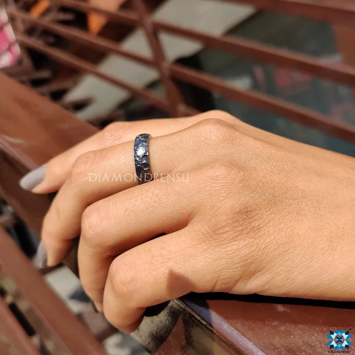 Rings Diamondrensu Hammered Finish Oxidized Silver Mens Oxidized Wedding Ring Rings Diamondrensu Hammered Finish Oxidized Silver Mens Oxidized Wedding Ring