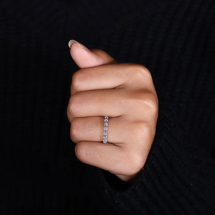 Rings Diamondrensu Lab Grown Diamond Wedding Band Round Cut Diamond