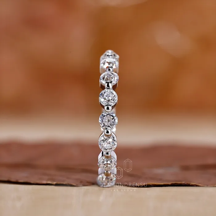 Rings Diamondrensu Lab Grown Diamond Wedding Band Round Cut Diamond