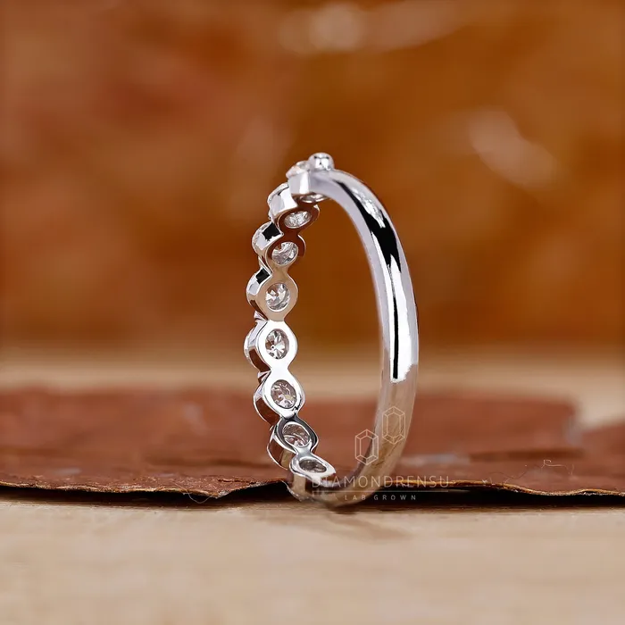 Rings Diamondrensu Lab Grown Diamond Wedding Band Round Cut Diamond