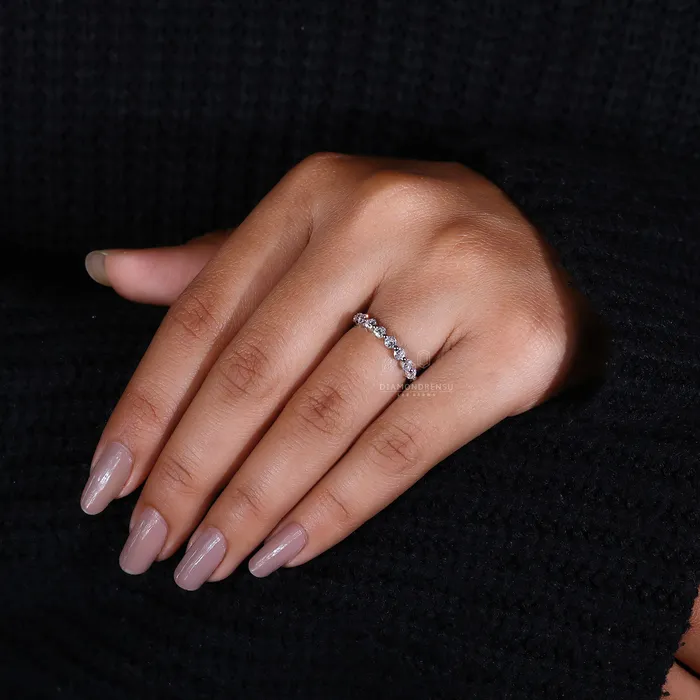 Rings Diamondrensu Lab Grown Diamond Wedding Band Round Cut Diamond