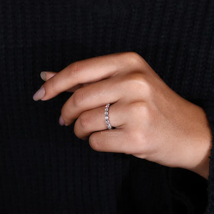 Rings Diamondrensu Lab Grown Diamond Wedding Band Round Cut Diamond