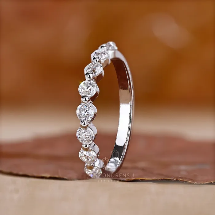 Rings Diamondrensu Lab Grown Diamond Wedding Band Round Cut Diamond
