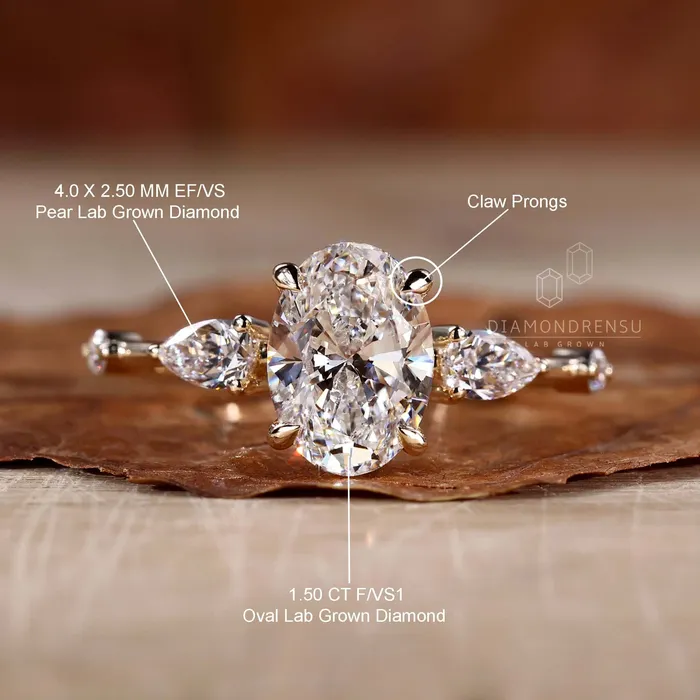 Rings Diamondrensu Oval Diamond Ring Lab Grown Diamond Engagement Ring
