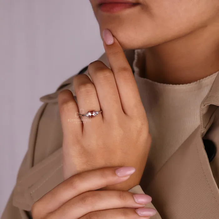 Rings Diamondrensu Pink Diamond Engagement Ring in White Gold Elegance