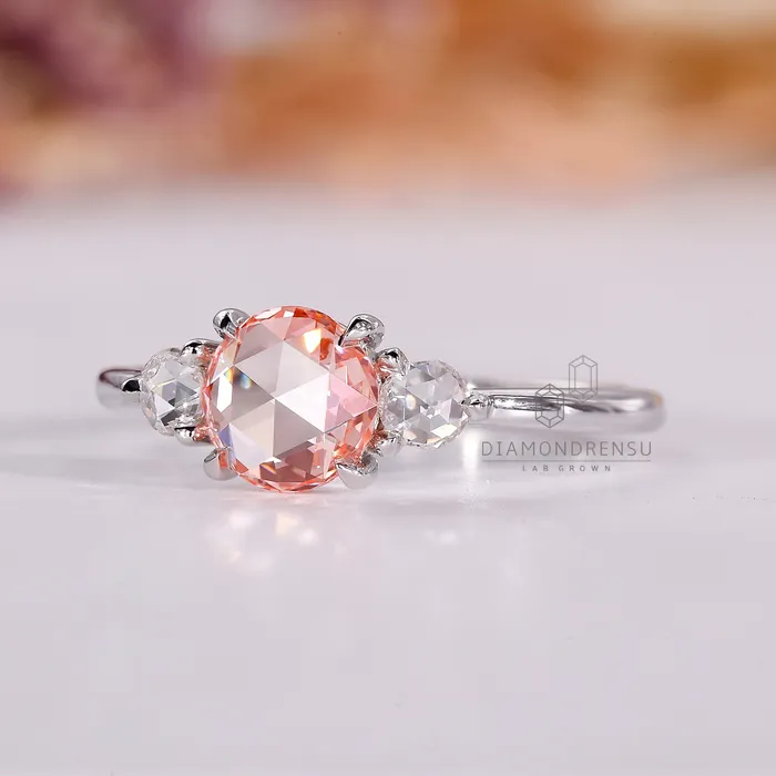 Rings Diamondrensu Pink Diamond Engagement Ring in White Gold Elegance