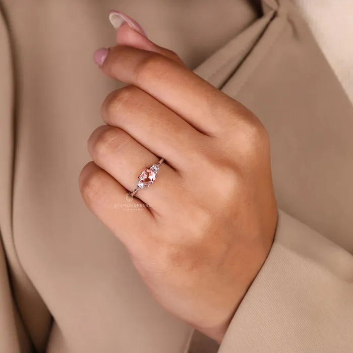 Rings Diamondrensu Pink Diamond Engagement Ring in White Gold Elegance
