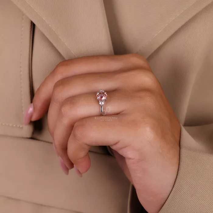 Rings Diamondrensu Pink Diamond Engagement Ring in White Gold Elegance