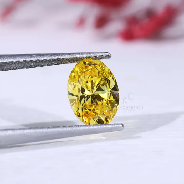 Rings Diamondrensu Rare 127 CT Fancy Yellow Oval Lab Grown Diamond Loose Diamond for Engagement Ring
