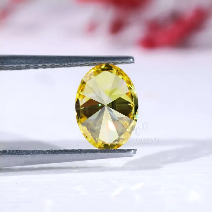 Rings Diamondrensu Rare 127 CT Fancy Yellow Oval Lab Grown Diamond Loose Diamond for Engagement Ring