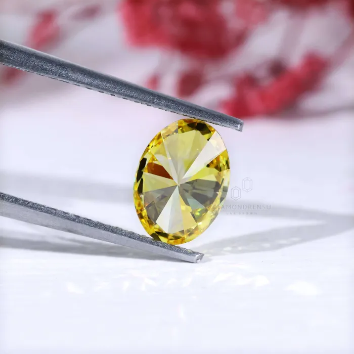 Rings Diamondrensu Rare 127 CT Fancy Yellow Oval Lab Grown Diamond Loose Diamond for Engagement Ring