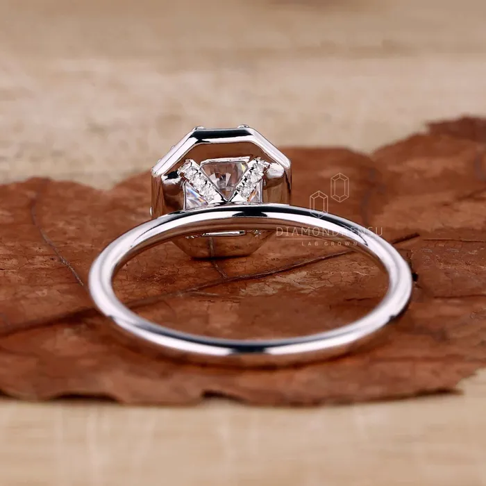 Rings Diamondrensu Round Lab Created Diamond Halo Engagement Ring For Women