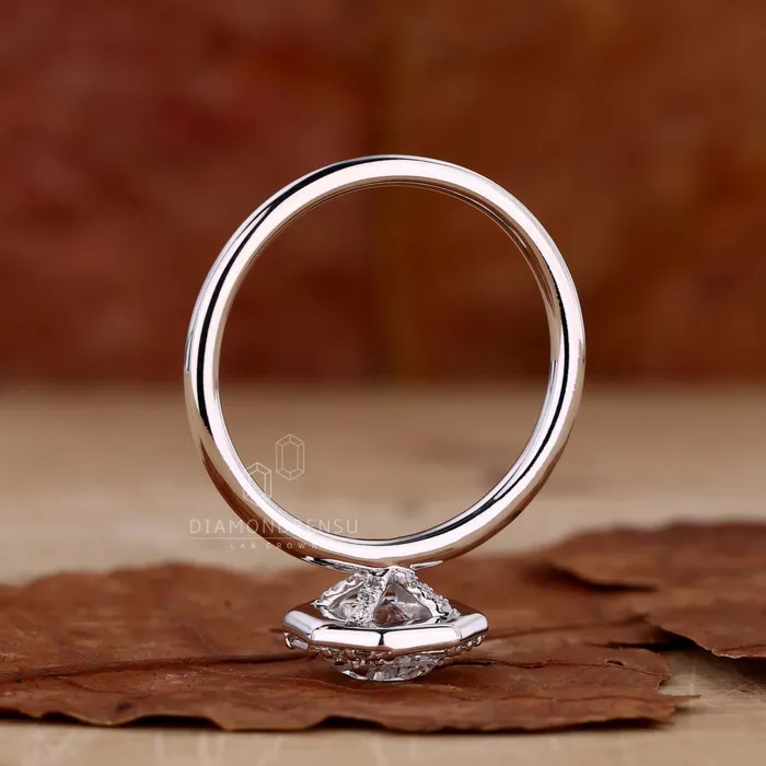Rings Diamondrensu Round Lab Created Diamond Halo Engagement Ring For Women