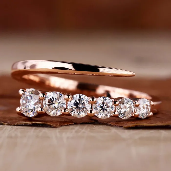 Rings Diamondrensu Round Lab Grown Diamond Anniversary Ring for Women