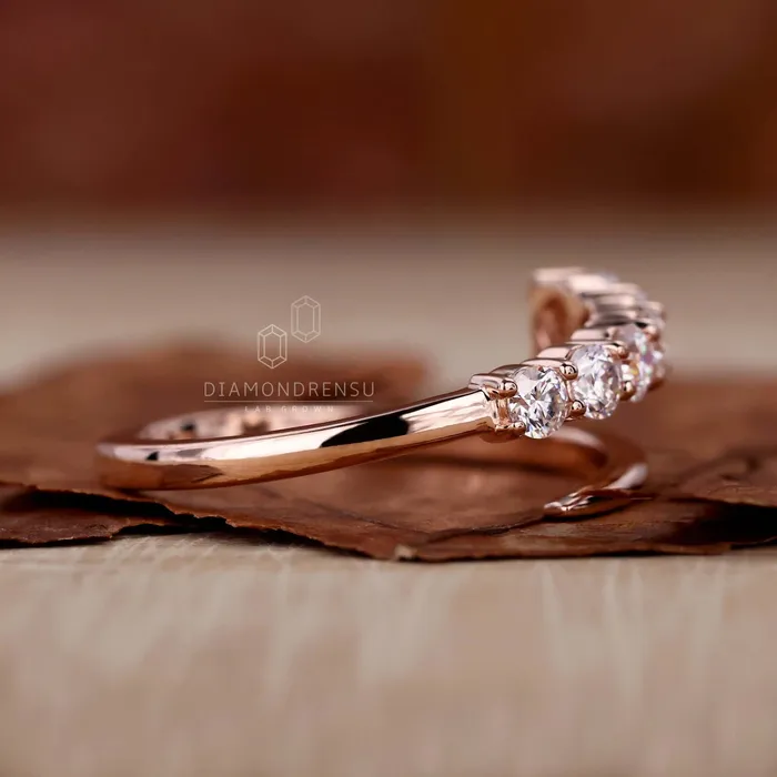Rings Diamondrensu Round Lab Grown Diamond Anniversary Ring for Women