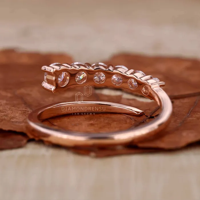 Rings Diamondrensu Round Lab Grown Diamond Anniversary Ring for Women