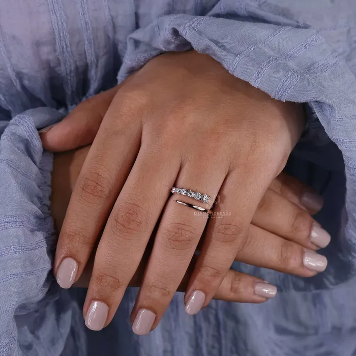 Rings Diamondrensu Round Lab Grown Diamond Anniversary Ring for Women