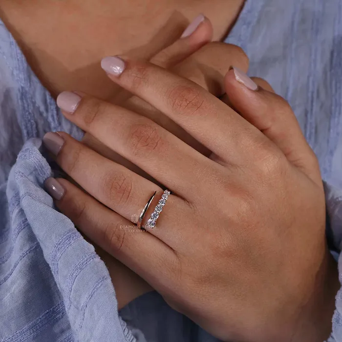 Rings Diamondrensu Round Lab Grown Diamond Anniversary Ring for Women