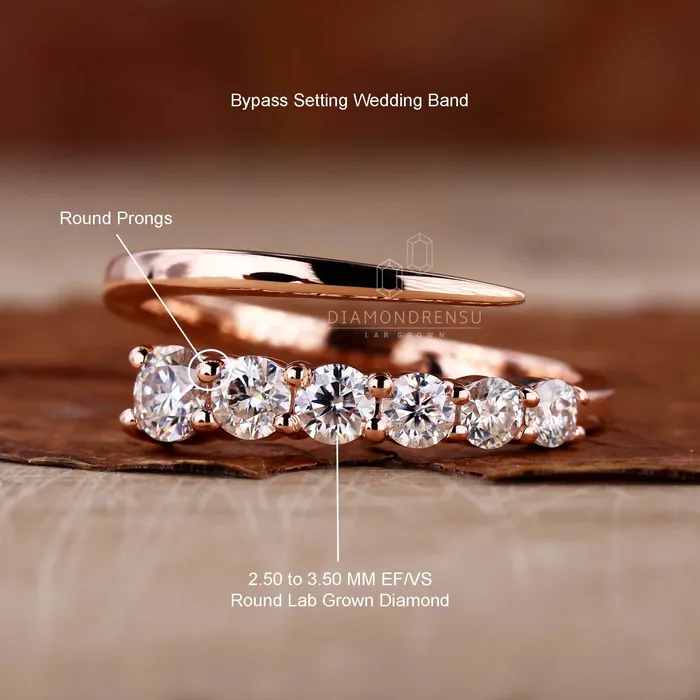 Rings Diamondrensu Round Lab Grown Diamond Anniversary Ring for Women