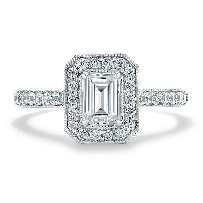 Rings Emerald Cut Moissanite Engagement Ring Classic Halo Flawless Moissanite Rings Emerald Cut Moissanite Engagement Ring Classic Halo Flawless Moissanite