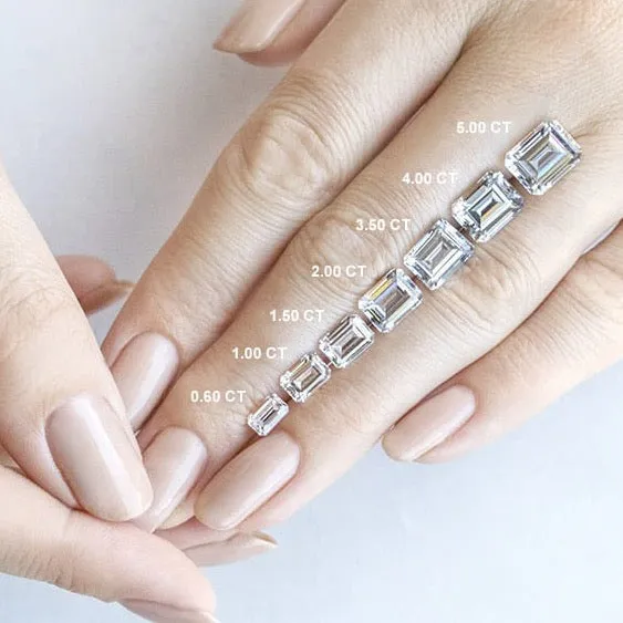 Rings Emerald Cut Moissanite Engagement Ring Classic Halo Flawless Moissanite Rings Emerald Cut Moissanite Engagement Ring Classic Halo Flawless Moissanite