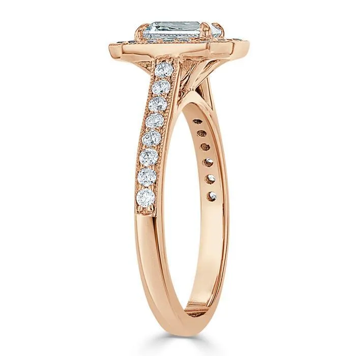 Rings Emerald Cut Moissanite Engagement Ring Classic Halo Flawless Moissanite Rings Emerald Cut Moissanite Engagement Ring Classic Halo Flawless Moissanite