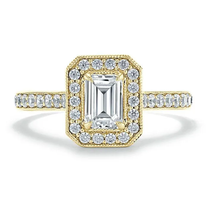 Rings Emerald Cut Moissanite Engagement Ring Classic Halo Flawless Moissanite Rings Emerald Cut Moissanite Engagement Ring Classic Halo Flawless Moissanite