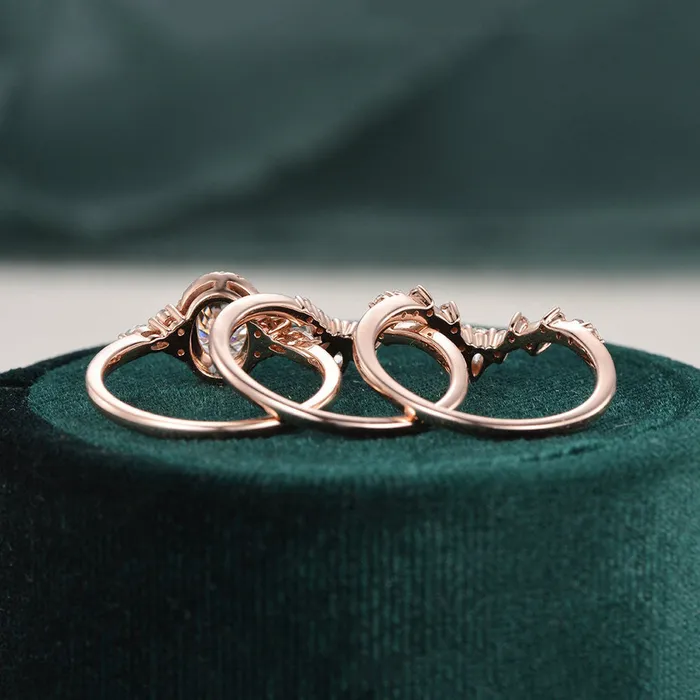 Rings Flawless Moissanite 3pcs Vintage Style Bridal Ring Set Oval Cut Center Stone Rings Flawless Moissanite 3pcs Vintage Style Bridal Ring Set Oval Cut Center Stone