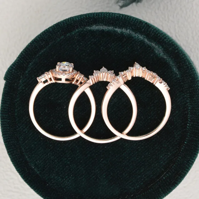 Rings Flawless Moissanite 3pcs Vintage Style Bridal Ring Set Oval Cut Center Stone Rings Flawless Moissanite 3pcs Vintage Style Bridal Ring Set Oval Cut Center Stone