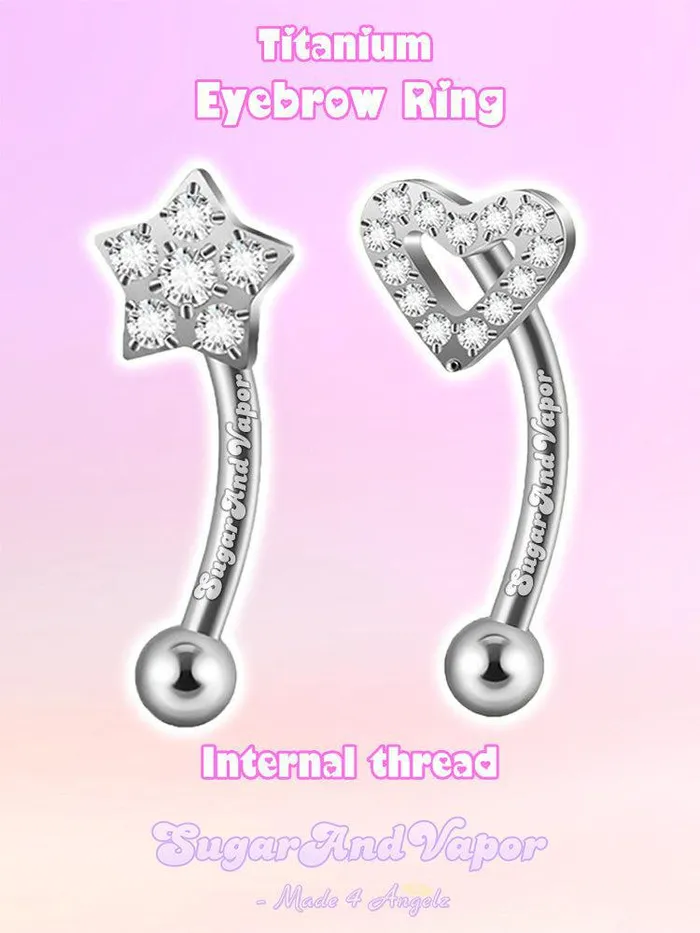 Rings Girly Titanium Internally Threaded Eyebrow Ring SugarAndVapor