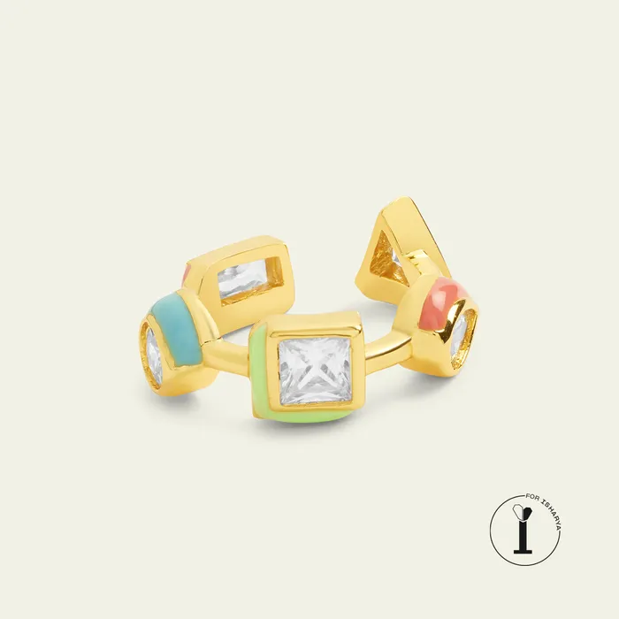 Rings Isharya Modern Indian Jewelry Multicolour Enamel Open Ring