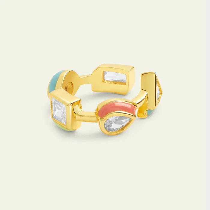 Rings Isharya Modern Indian Jewelry Multicolour Enamel Open Ring