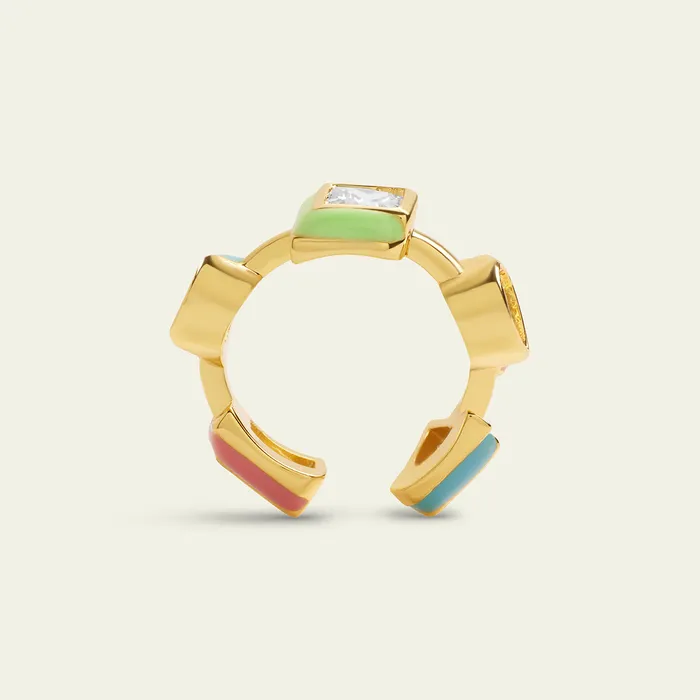 Rings Isharya Modern Indian Jewelry Multicolour Enamel Open Ring