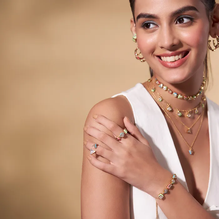 Rings Isharya Modern Indian Jewelry Multicolour Enamel Open Ring